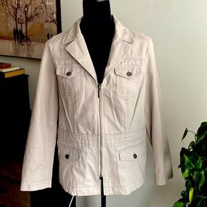 Liz Claiborne Khaki Zip Front Jacket Petite L